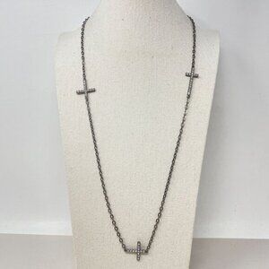 Long‎ Cross Necklace Black Goth Whimsigoth Spirituality Minimal